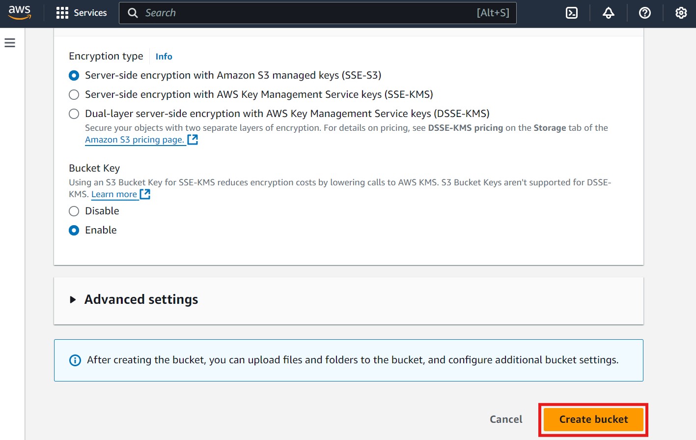 AWS Create Bucket Confirmation