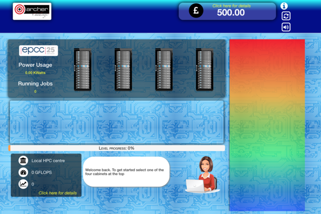 Screenshot of build your own supercomputer game