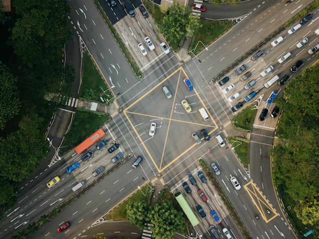 Photo of busy road intersection