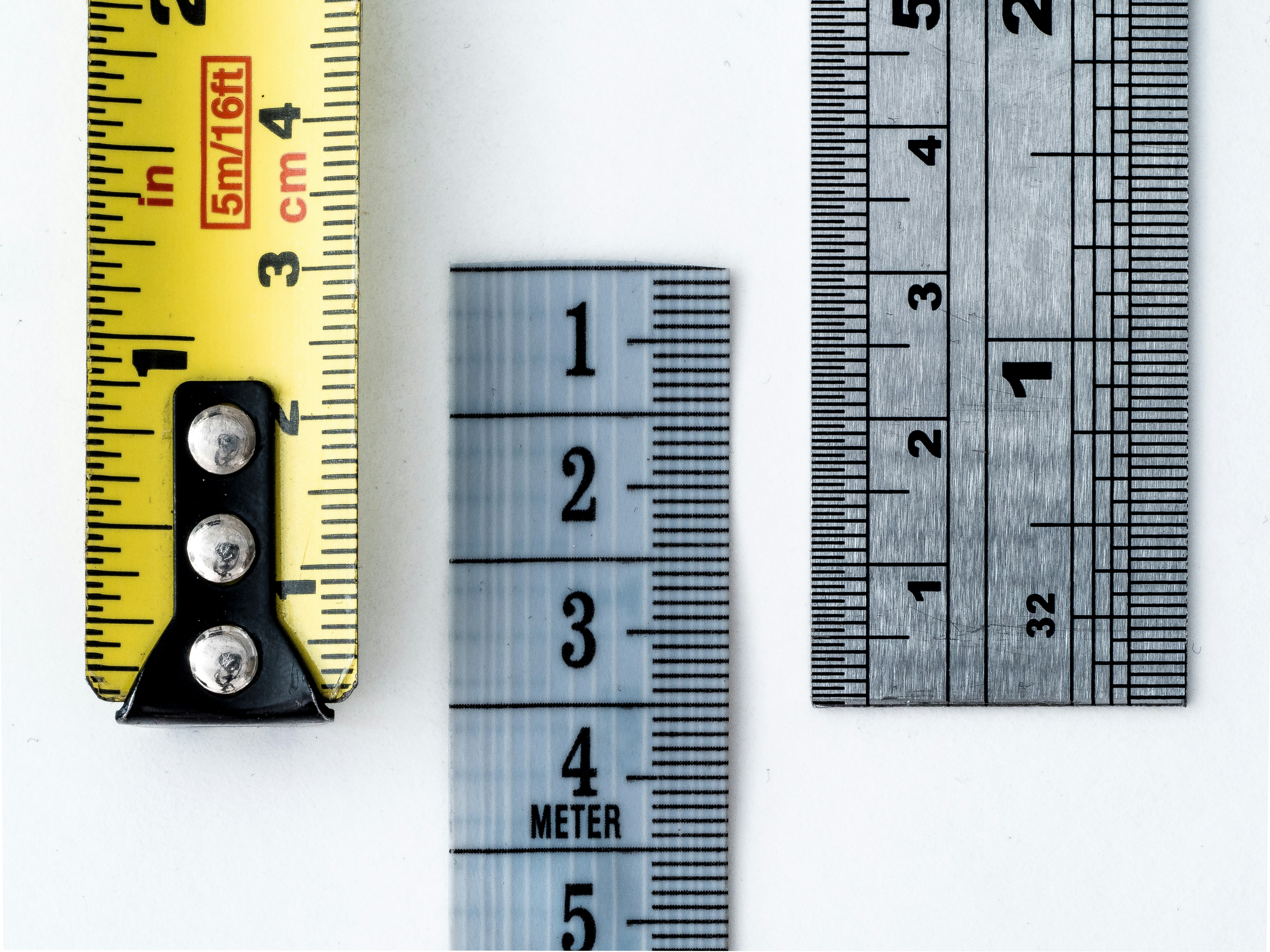 Photo of tape measures with varying units of measurement