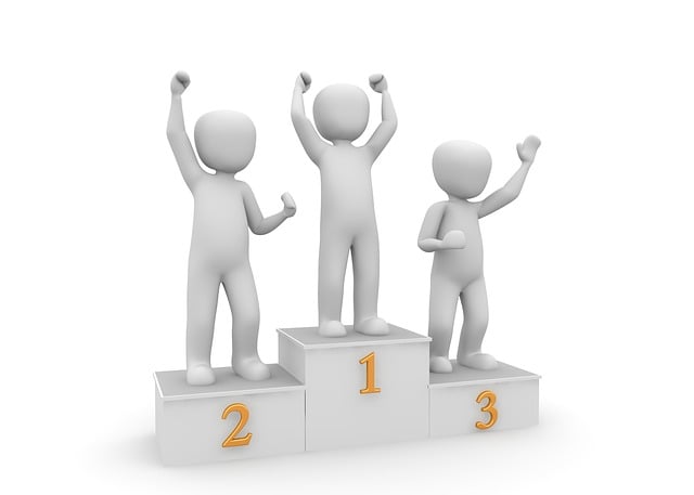 Podium with top three winners